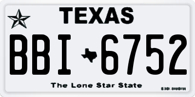 TX license plate BBI6752