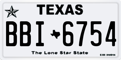 TX license plate BBI6754
