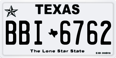 TX license plate BBI6762
