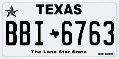 TX license plate BBI6763