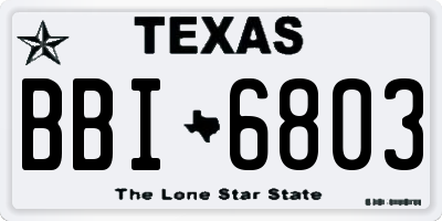 TX license plate BBI6803