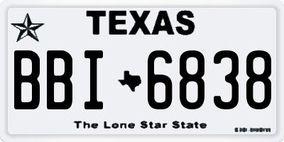 TX license plate BBI6838