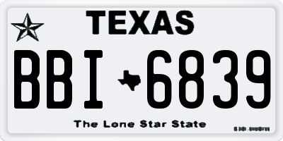 TX license plate BBI6839