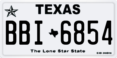 TX license plate BBI6854