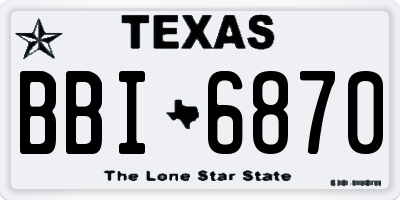 TX license plate BBI6870