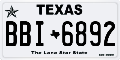 TX license plate BBI6892