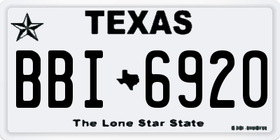 TX license plate BBI6920