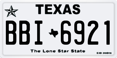 TX license plate BBI6921