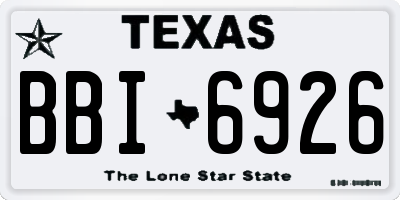 TX license plate BBI6926