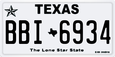 TX license plate BBI6934