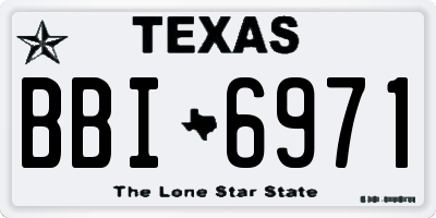 TX license plate BBI6971