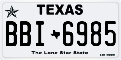 TX license plate BBI6985