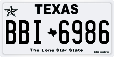 TX license plate BBI6986
