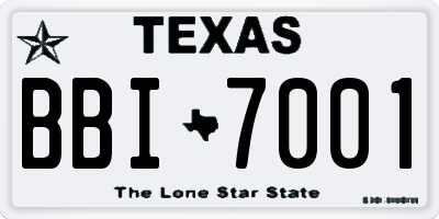 TX license plate BBI7001