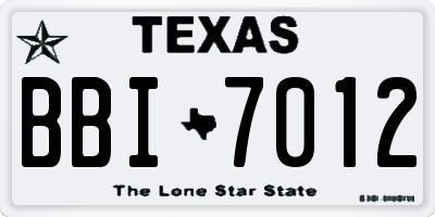 TX license plate BBI7012