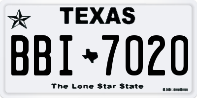 TX license plate BBI7020