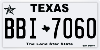 TX license plate BBI7060