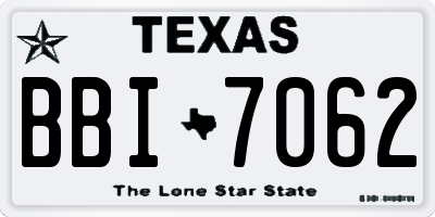 TX license plate BBI7062