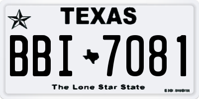 TX license plate BBI7081