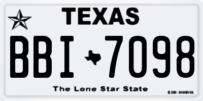 TX license plate BBI7098