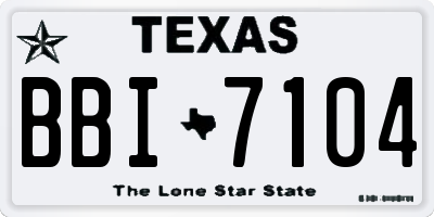 TX license plate BBI7104