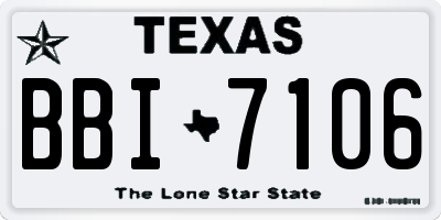 TX license plate BBI7106