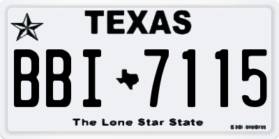 TX license plate BBI7115