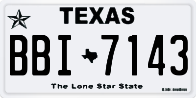 TX license plate BBI7143
