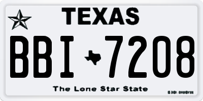 TX license plate BBI7208
