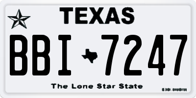 TX license plate BBI7247