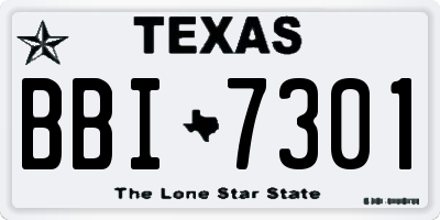 TX license plate BBI7301