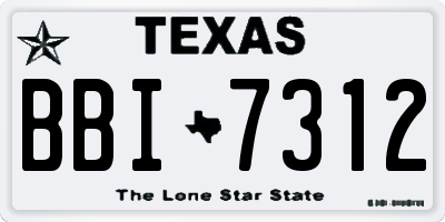 TX license plate BBI7312
