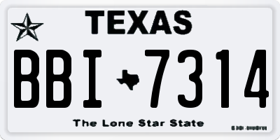 TX license plate BBI7314