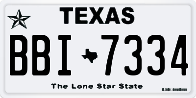TX license plate BBI7334