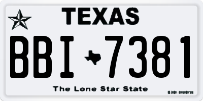 TX license plate BBI7381