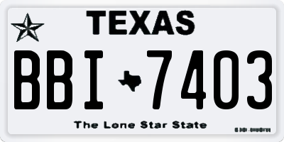 TX license plate BBI7403