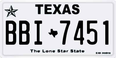 TX license plate BBI7451