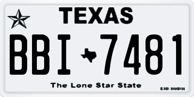 TX license plate BBI7481