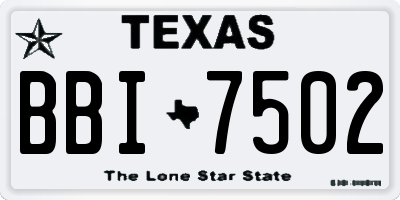 TX license plate BBI7502