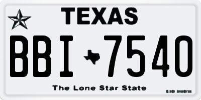 TX license plate BBI7540