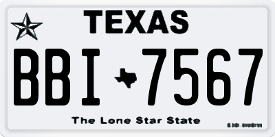 TX license plate BBI7567