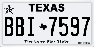 TX license plate BBI7597