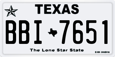 TX license plate BBI7651