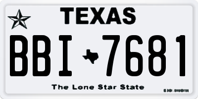TX license plate BBI7681
