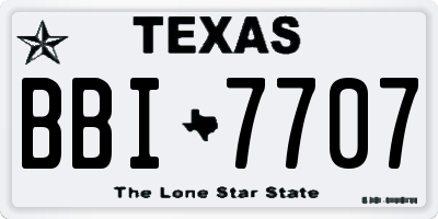 TX license plate BBI7707