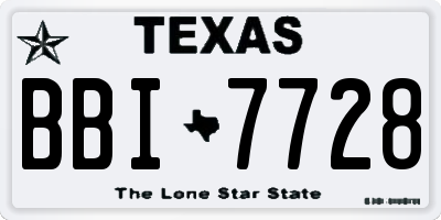 TX license plate BBI7728
