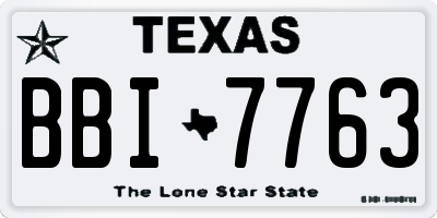 TX license plate BBI7763
