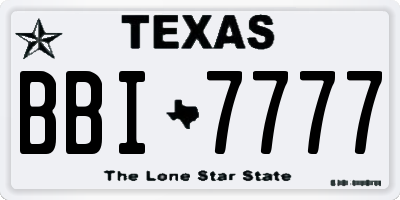 TX license plate BBI7777