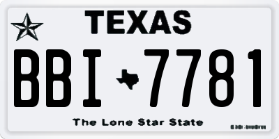TX license plate BBI7781