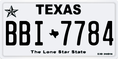 TX license plate BBI7784